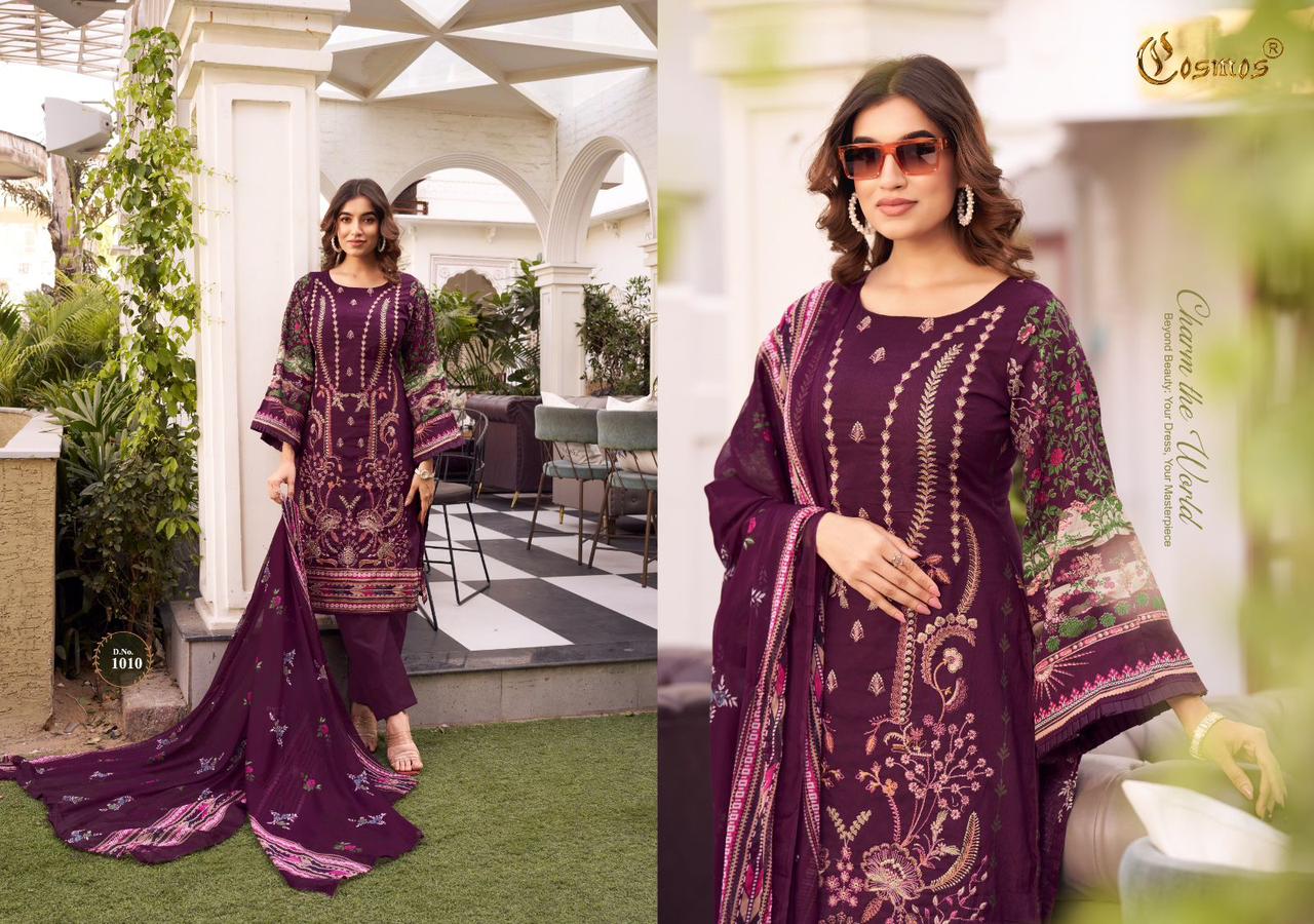 Cosmos Noor Premium Embroidered Vol 1 Cambric Cotton Suits Online Wholesale